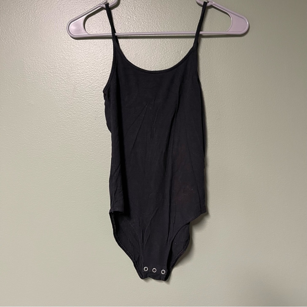 Black Ribbed Bodysuit